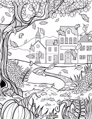 dibujos para colorear de otoño paisajes