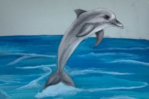 dibujos de delfines a color con lapiz y colores pasteles