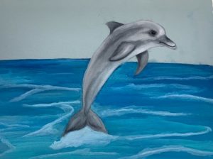 dibujos de delfines a color con lapiz y colores pasteles