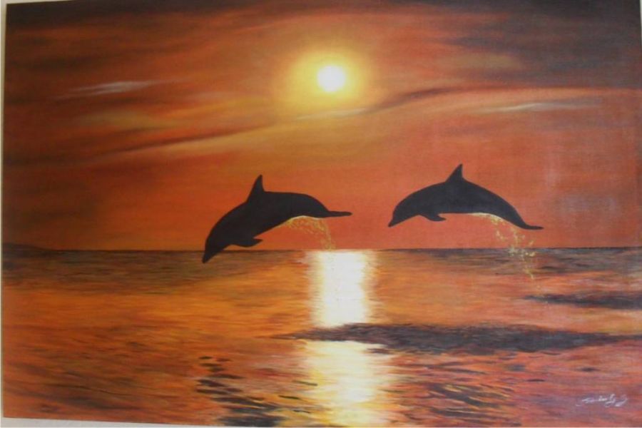 dibujos de delfines bonitos al oleo