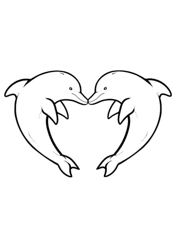dibujos de delfines para colorear que forman un corazon