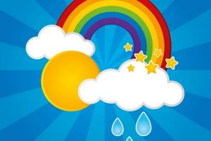 imagenes de arcoiris con sol y lluvia dibujo