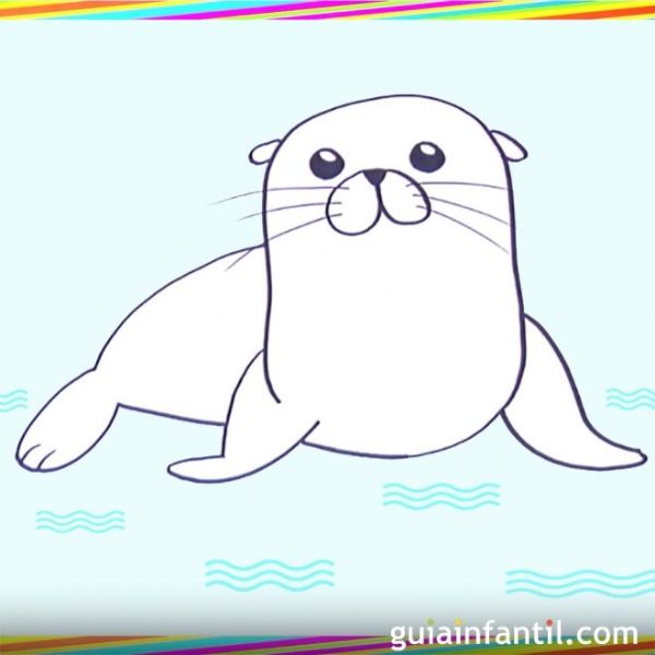 animales marinos para dibujar faciles leon marino