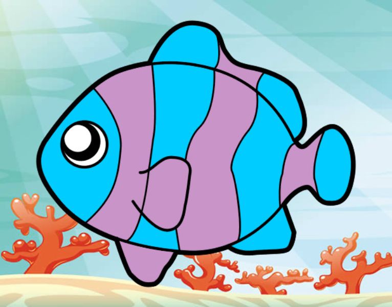 dibujo de animales que nadan peces coloridos