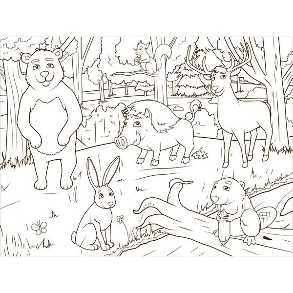 dibujos de animales en un bosque plantilla