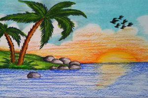 imagenes de paisajes a color para dibujar playa con colores de cera