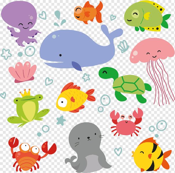 dibujos de animales del fondo del mar para crear postales