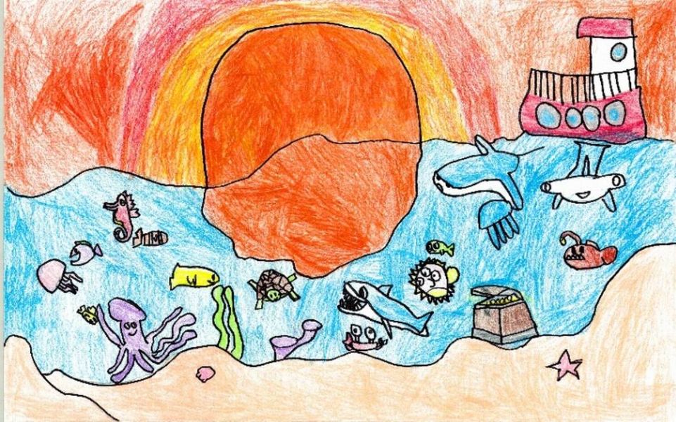 imagenes de cuidar el mar dibujo hecho por niños