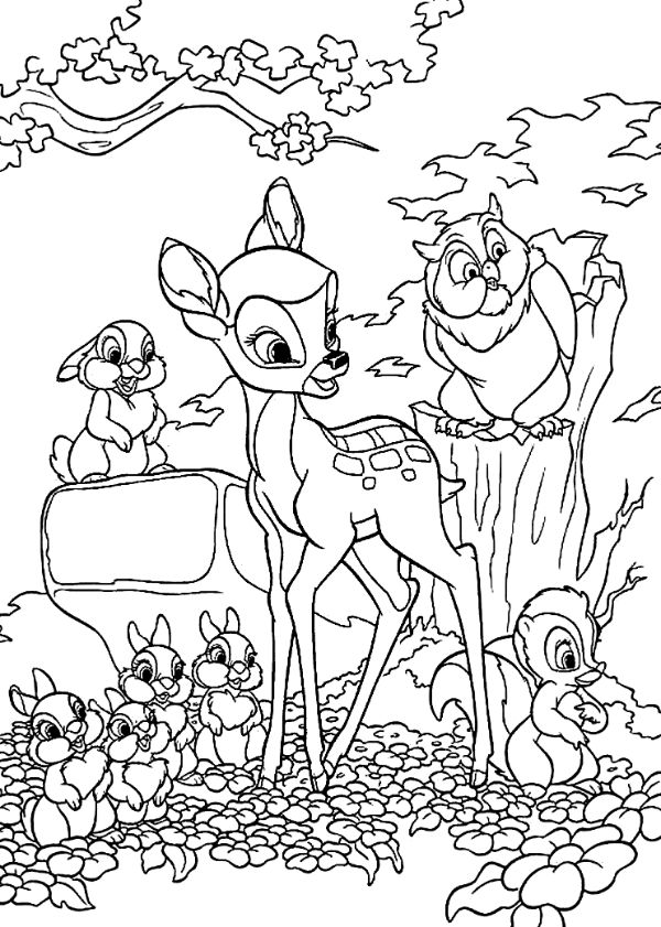 bosque para dibujar con animales de personajes de peliculas