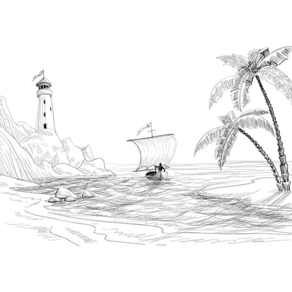 paisaje del mar para dibujar vector