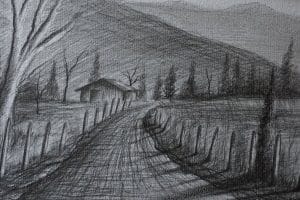 paisaje rural para dibujar a lapiz