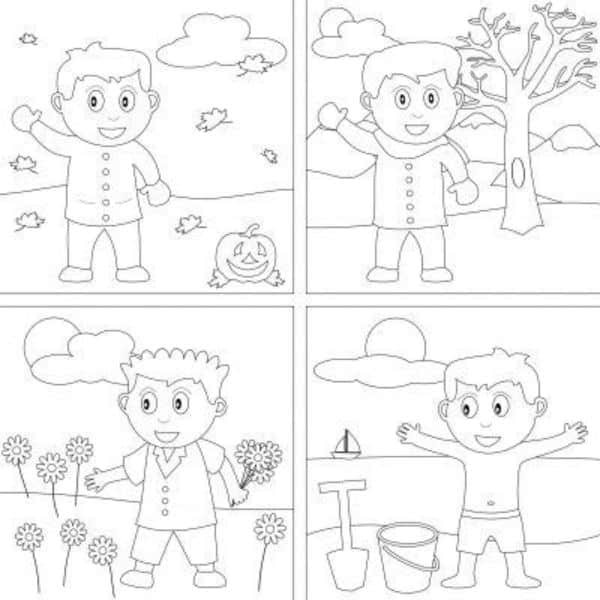 dibujos de las estaciones del año personaje niño