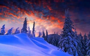imágenes de paisajes con nieve atardecer