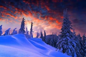 imágenes de paisajes con nieve atardecer