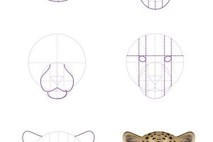 dibujos de leopardos faciles rostro