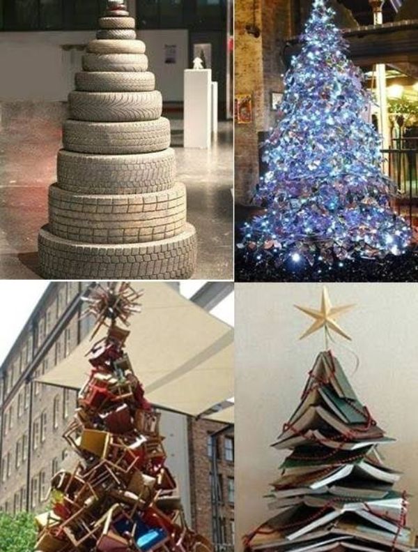 árbol de navidad reciclaje cuatro estilos