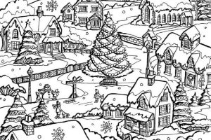 paisajes navideños para dibujar alto grado de complejidad