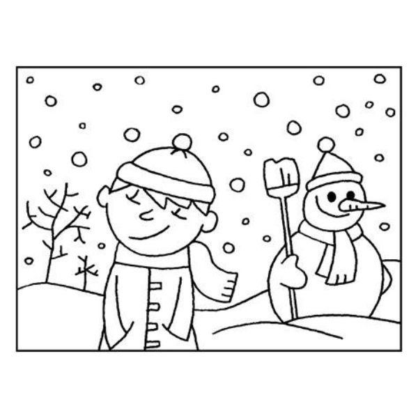 paisajes navideños para dibujar muñeco de nieve