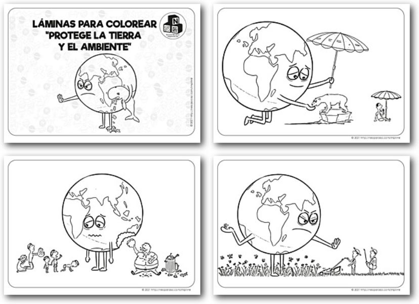 dibujos de cuidar el planeta serie de laminas