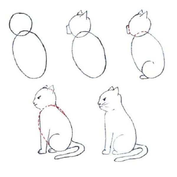 dibujos de perros y gatos fáciles perfil