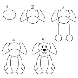 dibujar un perro paso a paso en cinco pasos