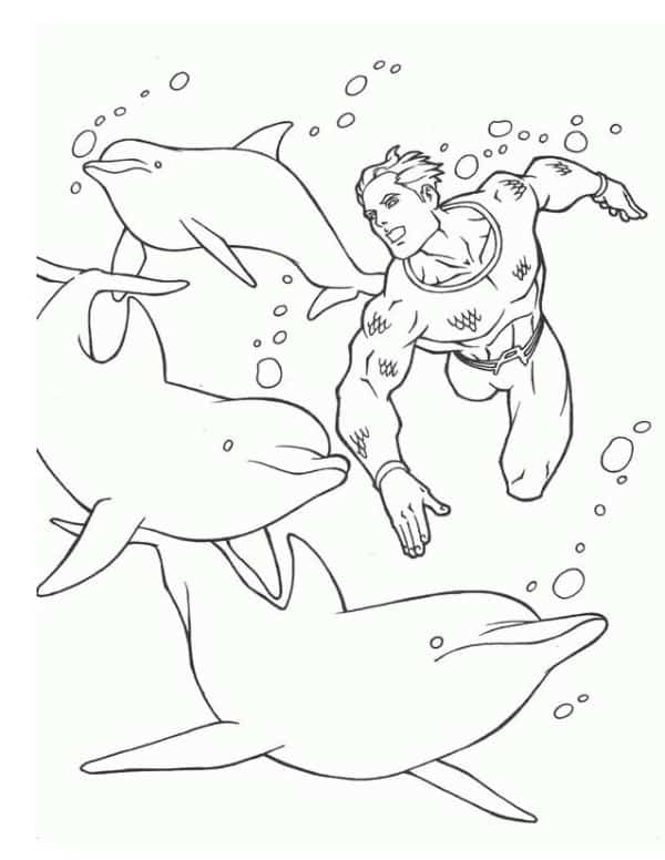 dibujo de animales marinos con superheroes
