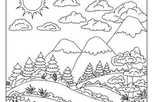 imágenes de montañas para colorear espacial para niños de 10 años