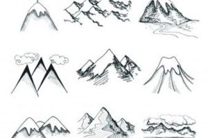 dibujo de montaña con nieve diferentes puntas