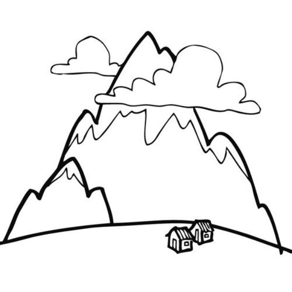 dibujo de montaña con nieve para colorear